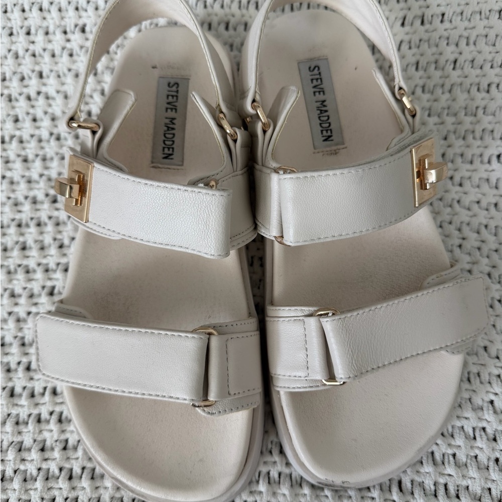 Steve Madden Kids Cream Sandals with Gold Accents